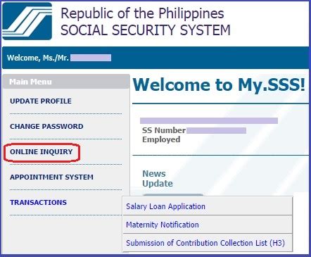 sss log in member